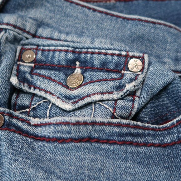 True Religion Jeans Mens 40x34 Blue Rocco Relaxed Skinny Whiskered Stretch - Picture 13 of 16